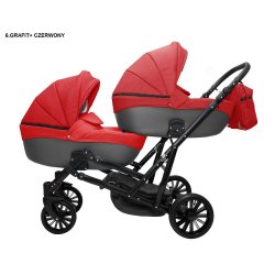 6 Красный Серый - Детская коляска для двойни RAY Ultra Duo 3 в 1